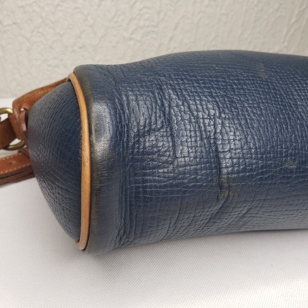 Vintage COACH Italy Blue Tan Pebbled Leather Crossbody Purse Shoulder Bag - Picture 2 of 16